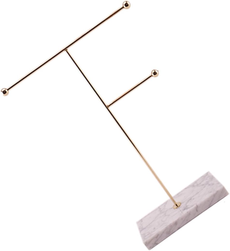 Modern Necklace Display Tower Marble Jewelry Tray Organizer Watch Hanging Rack