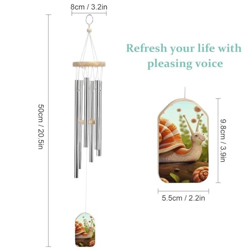 Carillon à vent extérieur escargot 52 cm cloche de jardin suspendue - 3