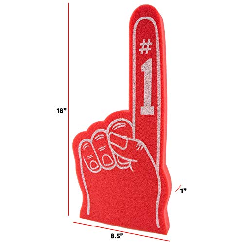 Giant Foam Finger 18 Inch- Number 1 Universal Foam Hand For All Occasions - Cheerleading For Sports - Exciting Vibrant Colors Use As Celebration Pom Poms- Great For Sports Events Games School Business #TOP2