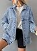 SHEWIN Denim Jacket for Women Long Sleeve Button Down jean Jacket Denim Shirt Lightweight Fall Outfits for Women 2025 Ashleigh Blue Medium