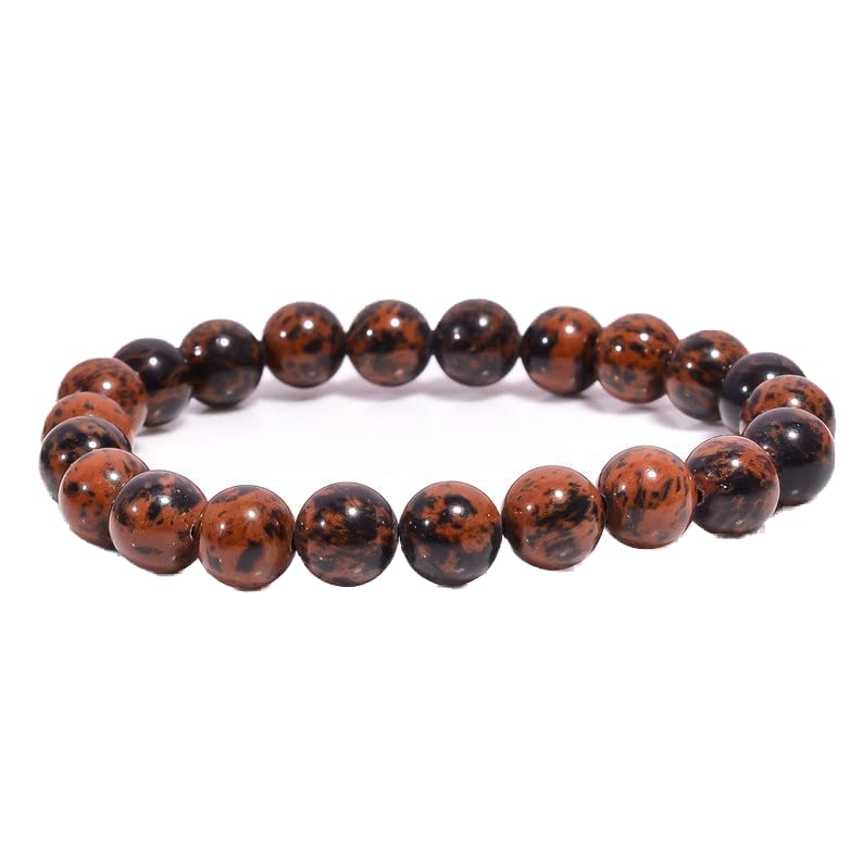 Bracelet obsidienne acajou LKBEADS 7 pouces, le cadeau idéal pour souhaiter chance et prospérité