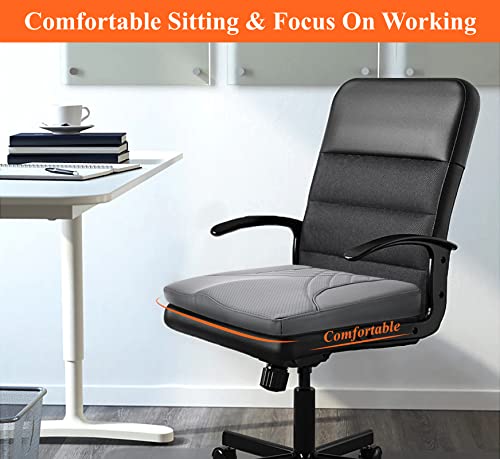 Image of kingphenix Premium Car Seat Cushion, Memory Foam Driver Seat Cushion to Improve Driving View- Coccyx & Lower Back Pain Relief - Seat Cushion for Car, Truck, Office Chair (Leather Gray)