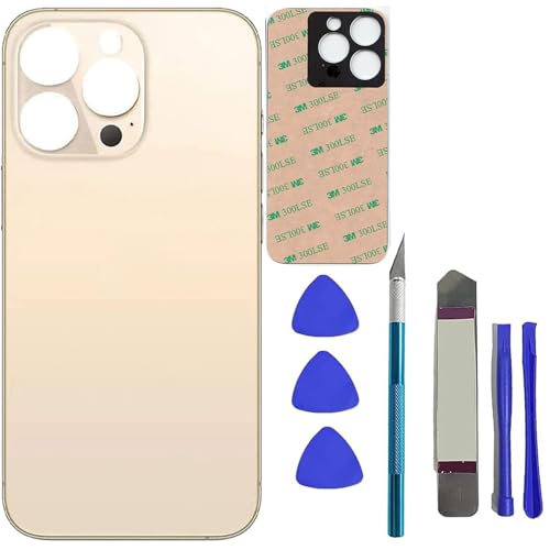 Mingxiong 13 Pro Max - vidro traseiro de substituição para iPhone 13 Pro Max com adesivo pré-instalado kit de ferramentas de reparação (dourado)
