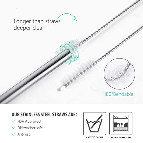 Teivio 12 Pack + Cleaning Brush, 5-Inch Extra Short Reusable Stainless Steel Drink Straws For Cocktails, Small Glasses Or Cups (Silver) #TOP6