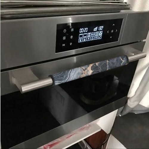 Image of 6 PCS Refrigerator Microwave Door Handle Covers Washable Electric Appliance Decor Handles Anti-Skid Kitchen Accessories Keep Off Fingerprint Smudges Stain, Gold Black Marble