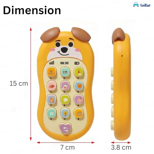 Image of FunBlast Cartoon Musical Mobile Phone for Kids, Mobile with Light & Sound Toys for Babies | Educational Toys for Kids 3+ Years /Boys /Girls-1 Unit (PuppyYellow)