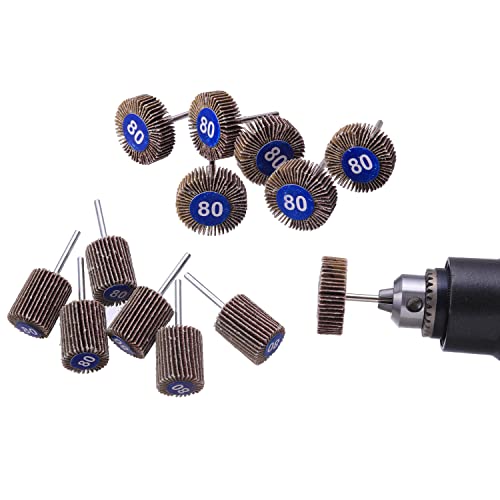 WENORA 40 Pack Abrasive Flap Wheel Sander, 80 Grit Aluminum Oxide Flap Wheels Sandpaper Sanding Wheel for Rotary Tools-1/8"(3mm) Shank by WENORA - Used condition - Image 4