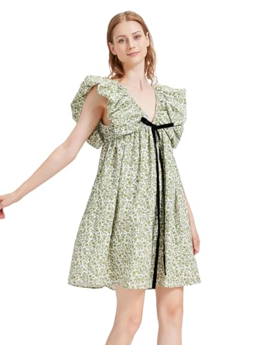 Image of Women's Summer Dress Floral V-Neck Sleeveless Casual Mini Dress Sundress