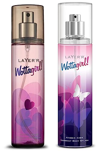Image of Layer'r Women WottaGirl Secret Crush Floral Scent Spray Body Splash, 135Ml And WottaGirl Floral Scent Spray Body Splash Amber Kiss 135 Ml