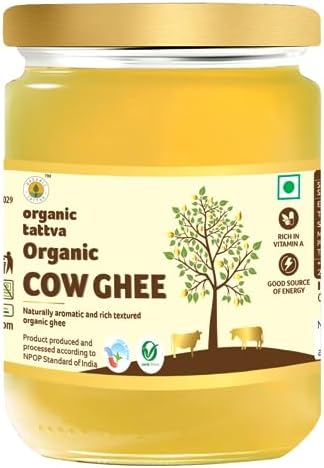 Organic Tattva Ghee 500ml | Organic Cow Ghee | Desi Ghee Rich in Vitamin A | Ghee Jar for Everyday Cooking & Grocery Use