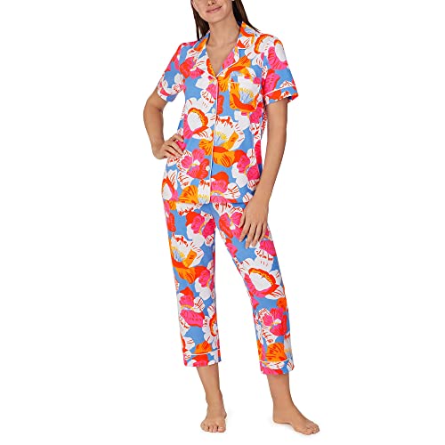 Image of BedHead PJs Short Sleeve Cropped PJ Set Morning Flowers SM (US 4-6)