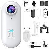OBEST Mini Action Cam 360 Action Kamera WiFi Bodycam Körperkamera 1080P Wasserdicht Motorrad Helmkamera Reiter Sportkamera, Magnetisch Vlog POV Camera Unterwasserkamera Outdoor Aktivität Zubehö Weiß