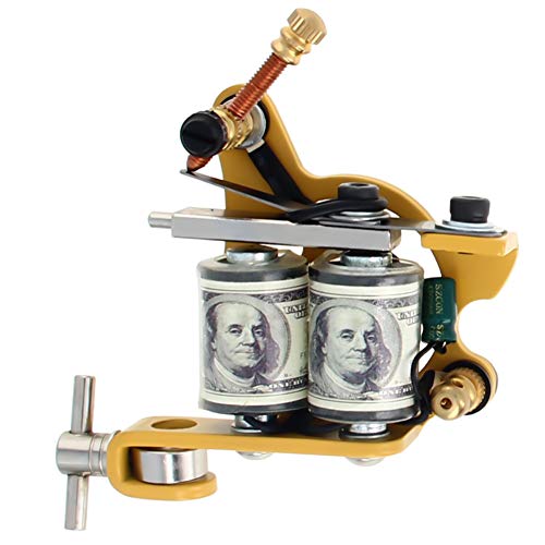 Fielect 8 Wrap Coils Zinc Alloy Professional Tattoo Machine for Liner Shader Yellow 3.5