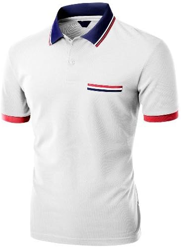 XprilMen's Color Effect Collar Short Sleeve Polo T Shirt