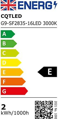 CQTLED G9 LED Bulbs Warm White 3000K,2W Equivalent to 20W Halogen Bulbs,200 Lumens,No Flicker,Non-Dimmable,Energy Saving Light Bulbs,G9 LED Lamp for Ceiling Lights,6 Pack
