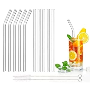 DONQL Glasstrohhalme Wiederverwendbar 10 Stück Set