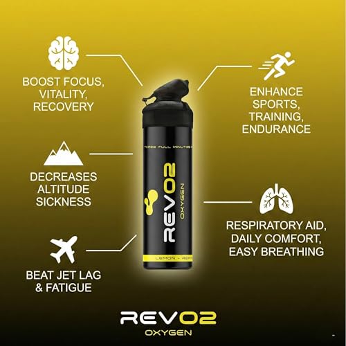 REV/O2 Oxygen Can | 98% Pure Portable Oxygen Bottle for Stress Relief, Focus, Breathing Support & Wellness | 10L Canister with Leak-Proof Mouthpiece & Trigger Lock for Travel - Eucalyptus Menthol - Image 3