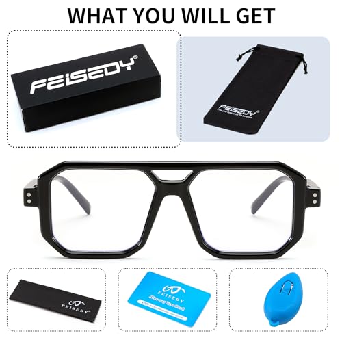Image of FEISEDY Blue Light Blocking Glasses, Aviator Frame Computer Reading /Gaming /TV /Phones Glasses for Women Men B0165