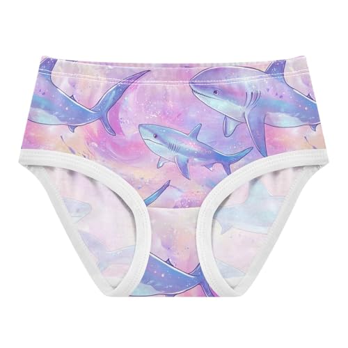 Wusikd Cute Sharks Girls' Underwear Cotton Rainbow Girls Briefs Soft Toddler Underwear 2T