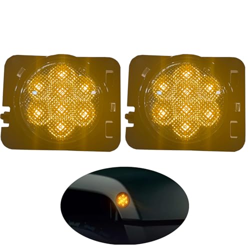 znakeauto LED Front Fender Side Marker Light Assembly with Smoke Lens Compatible with 2007-2018 Jeep Wrangler JK JKU Rubicon Unlimited(Powered by 8 pcs super bright amber LED)