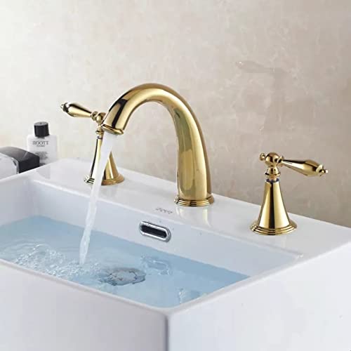 Robinet d'évier en laiton et mélangeur de lavabo or pour aménagement salle d'eau - 3