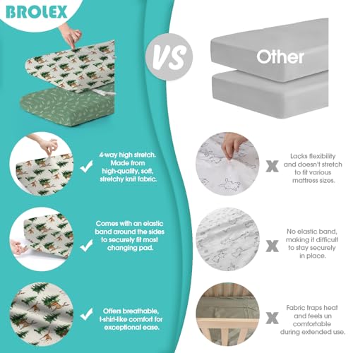 Image of BROLEX Changing Pad Covers for Baby: Boy Girls Ultra Stretchy Soft 2 Pack,Sika Deer Foliage