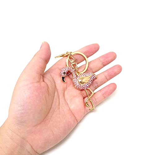 Honbay 1Pcs Rhinestone Flamingo Keychain Sparkling Bird Keyring Decor Pendant In A Box For Bag Purse Wallet #TOP5