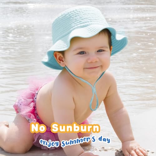 Image of Muslin Baby Sun Hat Sun Protection Baby Toddler Bucket Hats for Boys Girls
