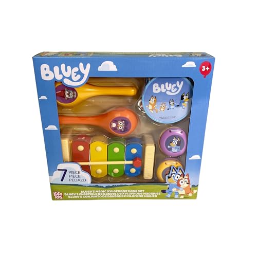 Bluey's Magic Xylophone 7 Piece Band Set - Learn to Play Instruments Music Education for Kids and Preschoolers Ages 3+