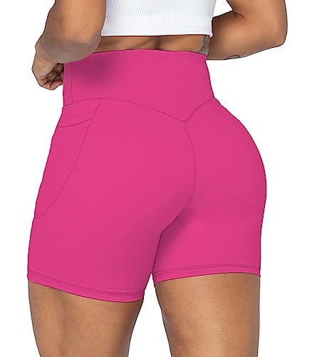 Image of Sunzel No Front Seam Biker Shorts for Women with Pockets, Yoga Workout Gym Bike Shorts with Tummy Control | 3, 5 Or 8-Inch Inseam, High Waisted, No Front Seam, Side Pockets, Buttery Soft, Compression Fit, Squat Proof, Tummy Control