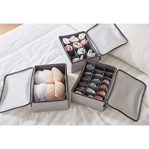 Cabilock – Caixa de armazenamento de meias com tampa, 18 compartimentos, roupa íntima, organizador d