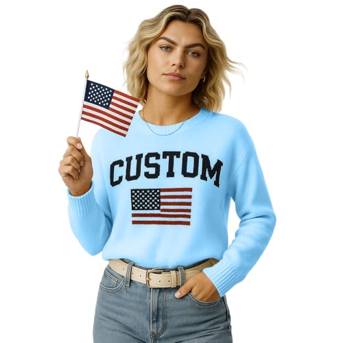 Noni Custom Sweaters American Flag Long Sleeve Crew Neck Knitted Casual Pullover Sweater Personalized Sweaters Shirt3