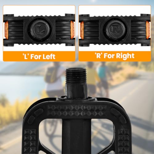 Pedales para bicicleta de 9/16 pulgadas con reflectores miniatura 6