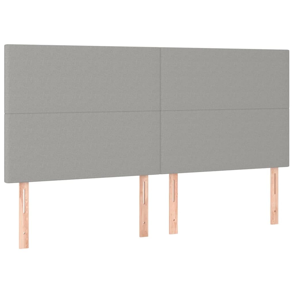 Tkanina regulowany zagłówek LED 180x200cm Szary | Łóżko kontynentalne z materacem i LED jasnoszare 180x200cm tkanina z regulowanym zagłówkiem