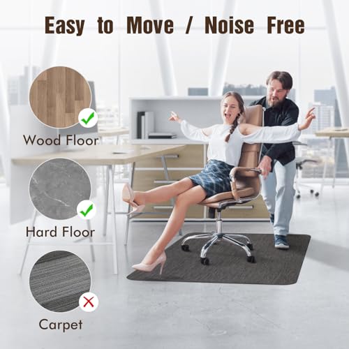 Image of Blvornl Office Chair Mat for Hardwood Floor, 32.3 inchx 47.2 inch Desk Chair Mat for Hard Wood and Tile Floor, Large Anti-Slip Hard Floor Protector Rolling Chair Pad, PVC Desk Rug, Black