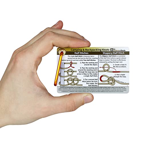 ReferenceReady Nó externo - Cartões de amarração de nó à prova d'água com mini mosquetão - Inclui 2