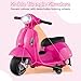 Licensed Vespa Scooter Kids Motorcycle by OLAKIDS, 6V Ride on Electric Motorcycle with Training Wheels, Headlight, Battery Powered 3 Wheels Toy Gift with LED Headlight Horn for Boys Girls (Pink)