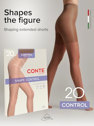 Image of Conte Women's Nude Body Shaping Sheer Compression Pantyhose Tights - Control