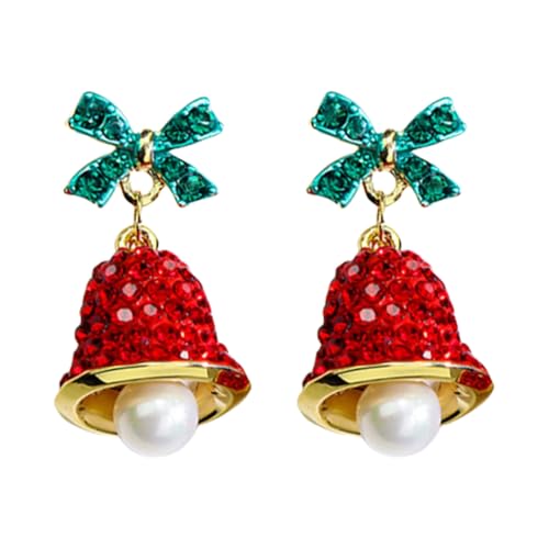Elegant Christmas Bell Earrings with Pearls and Rhinestones Stylish Accessories