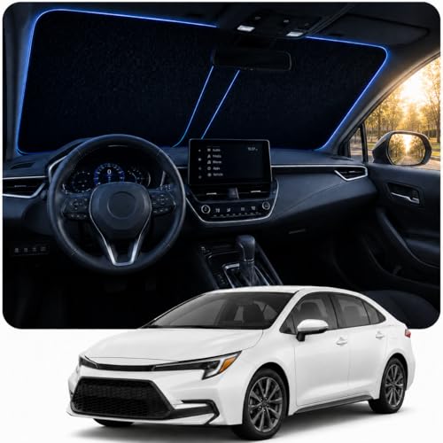 [2026 Upgraded] DooGooCoo Windshield Sun Shade for Toyota Corolla 2020-2025 2026 [Cooling Ice-Crystal 100% Sun Block ] Sunshade for Car Windshield for Toyota Corolla Sun Shade Custom Fit Corolla.