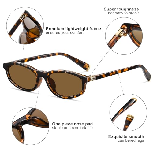 Sunglasses for Women Retro Oval 90s Sun Glasses Lightweight Vintage Cat Eye Trendy Shades UV400 Protection Lens3