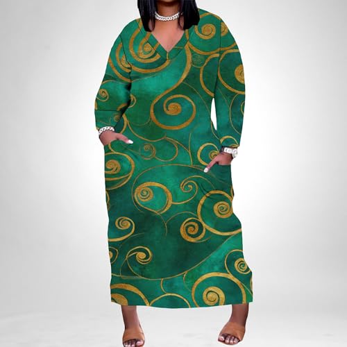 Image of Womens African Dresses Sexy Casual T-Shirt Dresses Long Sleeve Oversized Baggy Summer Sundress