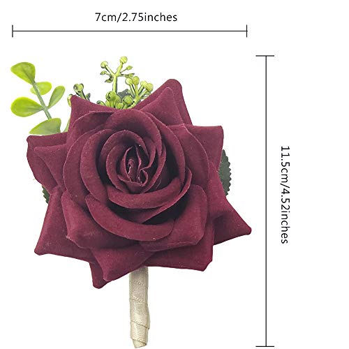 Arlai Wedding Prom Corsage and Boutonniere Set, Rose Wrist Corsage Ribbon Bracelet, Artificial Flower Christmas Wrist Corsage