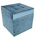 postergaleria PUF Luiza 45X45 PV Azure 8817 Taburete con Espacio de Almacenamiento Acolchado de Terciopelo Suave, reposapiés, 45 x 45 cm, Color Azul