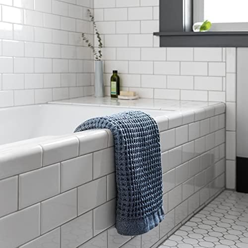 ONSEN Supima Waffle Bath Sheet – Quick Dry Oversized Bath Towel for Bathroom – 100% USA-Grown Cotton, Lightweight & Absorbent – Denim Blue, 38" x 67"