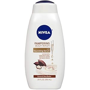 NIVEA Cocoa and Shea Butter Pampering Body Wash with Nourishing Serum, 20 Fl Oz Bottle