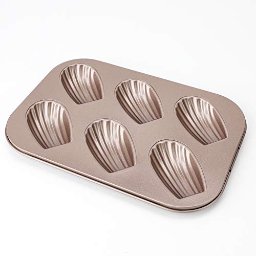 Beasea 3 Pack Madeleine Pans, 10X7 Inch 6 Cavity Nonstick Cat Shaped Cake Cookies Pan Carbon Steel Madeleine Mold Shell Madeline Pan #TOP6