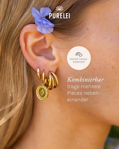 Purelei Eono Ohrringe (Gold) – Damenohrringe aus langlebigem Edelstahl – Wasserfeste Ohrringe Damen – 2 cm Durchmesser… – Ansicht 6