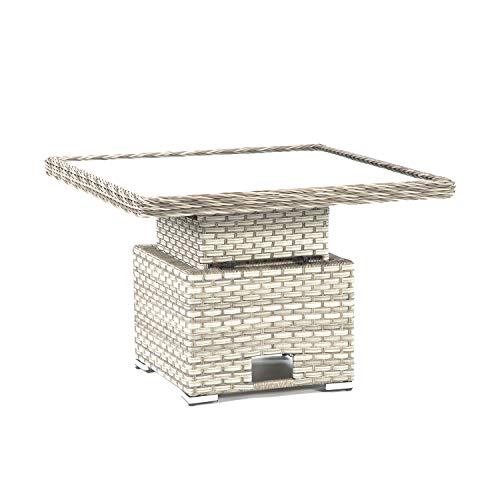 SunTime Callisto 7 Seater Garden Patio Rattan Corner Sofa Furniture Set with Adjustable Dining Glass Table (Grey) - Image 6