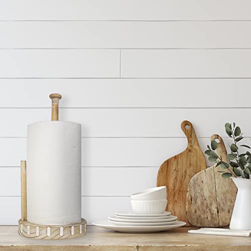 Karisky Paper Towel Holder Countertop, Wood Farmhouse Standing Paper Towel Holder With Non-Slip Base, One Hand Operation Roll Dispenser For Kitchen Organization And Storage #TOP1